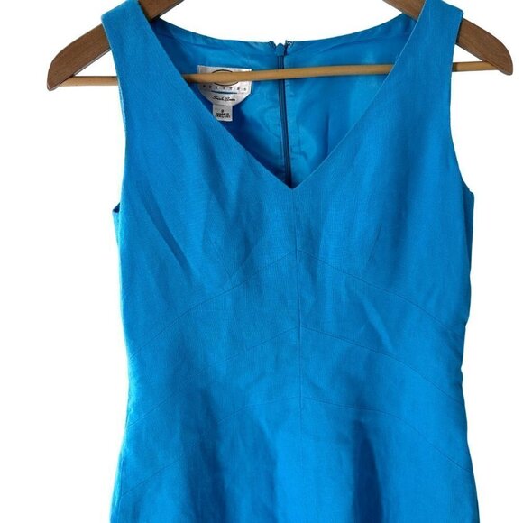 Talbots Petites Sleeveless V-Neck Zipper Back Irish Linen Blue Size 2 - Picture 4 of 14